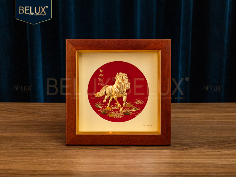 Tranh Ngựa dát vàng 24k&nbsp;20x20cm